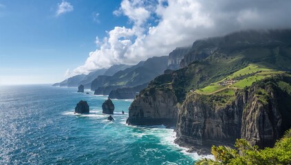 Breathtaking cliffs with vertical drops, highlighting geological formation and erosion process