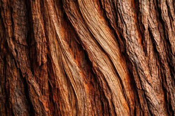 Natural wood grain on cedar bark highlighting slender pathways and rough surface texture