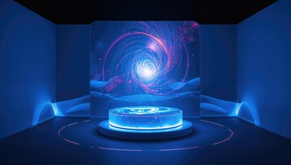 Light trails and swirling curves forming a cosmic pattern, used as a UI backdrop, Earth Day