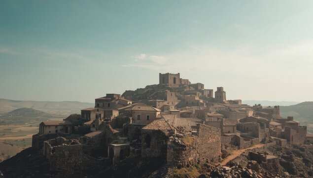 Ruined settlement in southern Italy, highlighting heritage conservation and erosion risks