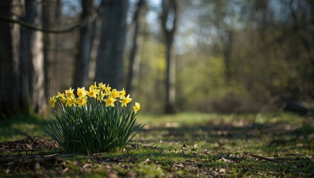 Miniature fragrant daffodils in Tette a Tete variety, suitable for border planting and natural propagation in early spring