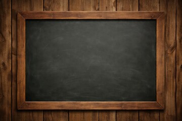 Traditional slate chalkboard framed by wooden wall texture