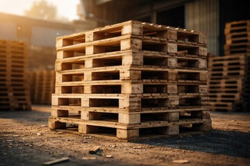 Wooden pallet stack for transportation and construction projects