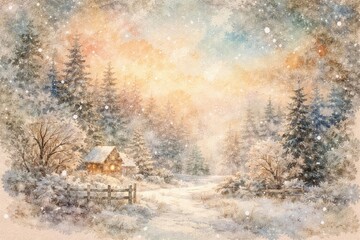 Creative watercolor vintage snow effect on acrylic mixed wallpaper