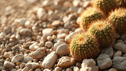 Cactuses clustered among stones emphasizing succulent adaptation in arid environments