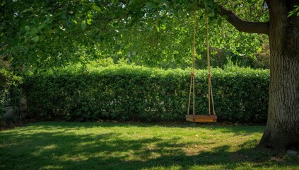 Tree swing in a yard providing a recreational spot for children and families, highlighting outdoor activity
