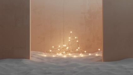 Network of abstract light points connected with fine lines over a modern sandy backdrop, ideal for banner designs