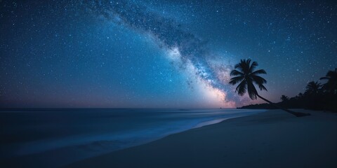 Starry night over a beach landscape in North Sulawesi, ideal for travel and scenic backgrounds