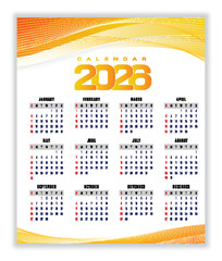 2026 Modern 2026 Annual Calendar with Vibrant Gradient Design