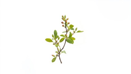 Naklejka premium Birch twig with emerging buds and leaves, illustrating early plant development for Earth Day