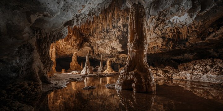 Luray Caverns exploration, highlighting stalactites and stalagmites in a natural underground environment