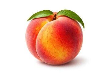 Ripe peach fruit displayed isolated on a simple white background