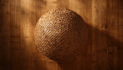 Detailed view of a basket woven from bamboo sticks forming a textured fabric design, suitable for UI background, Earth Day