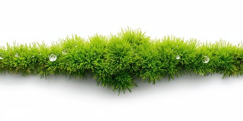 Macro shot of vibrant moss on plain white surface for ecological research
