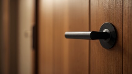 Obraz premium Metal door handle in black finish designed for secure entry systems