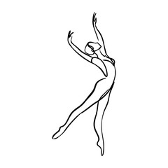 Dibujo de trazo único de bailarina de ballet bailando con zapatillas de punta © teracreonte
