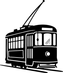 Classic city streetcar silhouette vector illustration
