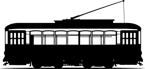 Classic city streetcar silhouette vector illustration