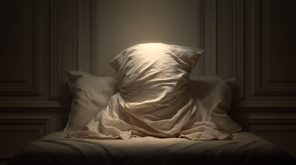 Ethereal sculpture of a figure under dramatic spotlight