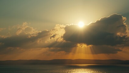 Cloudy sky with sunlight breaking through, suitable for editorial header backgrounds