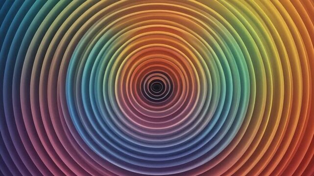 Hypnotic Rainbow Spiral Background - Abstract Colorful Concentric Circles Animation with Depth