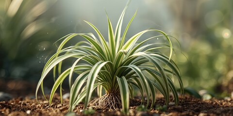 Bonnie Spider Plant with colorful variegation thriving in rich soil, emphasizing plant health and growth, World Plant Day