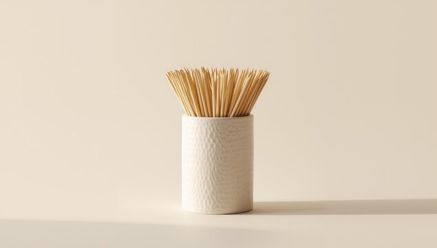 Wooden bamboo toothpick set in a medical box, designed for oral cleaning and health maintenance