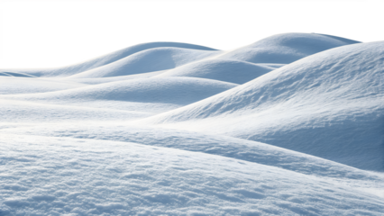 Soft Undulating Landscape Untouched Snow isolated on transparent background