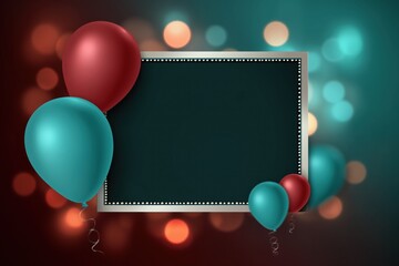 Celebration Background with Balloons and Photo Frame