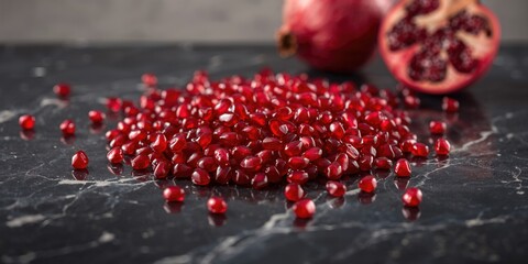 Freshly harvested pomegranate seeds with vibrant color and juice, suitable for nutritious snacks