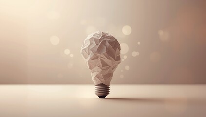 Disorganized paper with a light bulb illustration used as a creative thinking backdrop