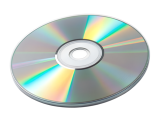 Shiny Iridescent Silver Compact Disc isolated on transparent background