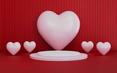 Romantic Valentines Day Pink Hearts Podium and product presentation Background