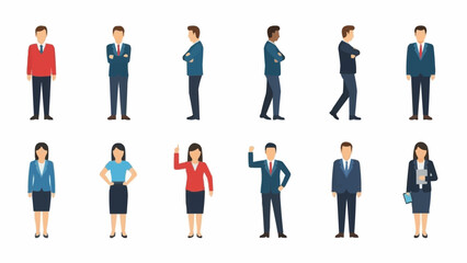 Collection of Diverse Business People Posed in Various Ways.