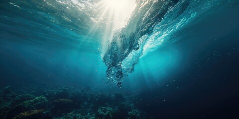 Fototapeta premium Underwater wave movement, illustrating natural water flow and erosion risks in coastal areas