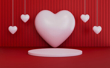 Romantic Valentines Day Pink Hearts Podium and product presentation Background