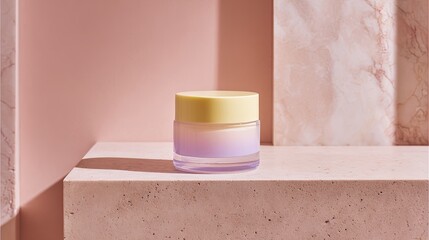 Pastel Cream Jar On Concrete Platform