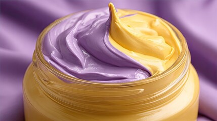 Purple And Yellow Cream In Glass Jar