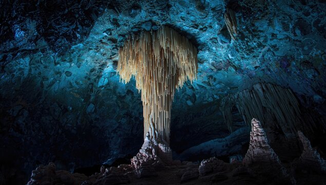 Underground Serbian cave with mineral deposits and uneven surfaces, focusing on erosion and preservation efforts