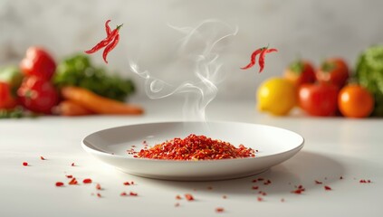 Red chili flakes or powder made from dried chilies, highlighting their role in adding spice to dishes