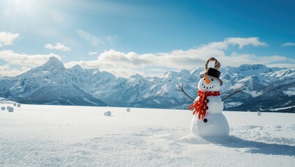Winter snowman alongside friends, highlighting outdoor play during cold weather