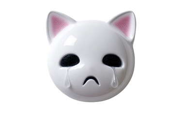 Adorable crying cat emoji design showing tiny tear drops symbolizing sadness compassion and delicate emotion isolated on transparent background PNG