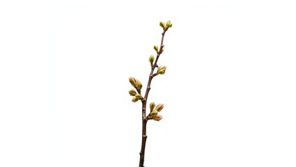 Tree twig with buds in detailed close-up, highlighting natural phenology for seasonal change monitoring