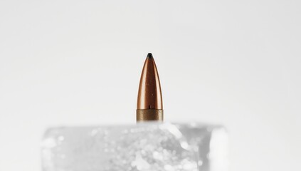 Detailed view of bullet tips with extended tips for ammunition inspection or reloading, National Shooting Sports Month