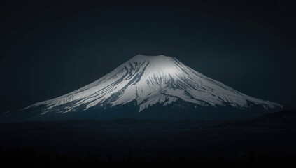 White mountain landscape with black night sky, suitable for editorial header backgrounds