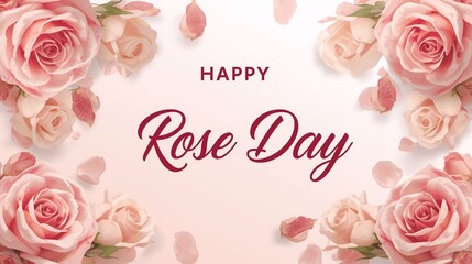 Happy Rose Day Greeting Card with Pink and White Roses
