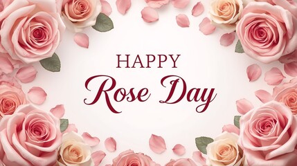 Happy Rose Day Greeting Card with Pink and White Roses