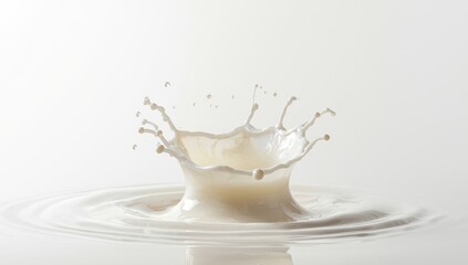 Close-up of milk splash with dops highlighting liquid movement and texture, suitable for educational material