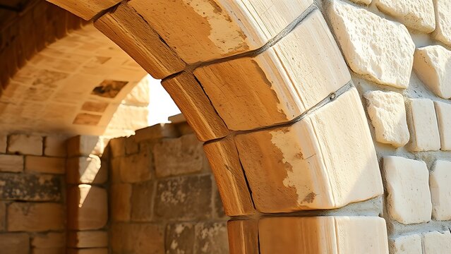 jamb. Ancient stone archway jamb with carved textures in sunlight. real-estate listings, architecture portfolios, designed for real-estate listing and luxury residence showcases.