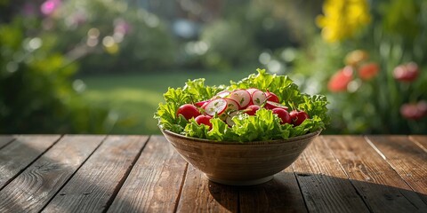 Springtime raw vegetable mix featuring bear leek or wild garlic, ideal for healthy eating